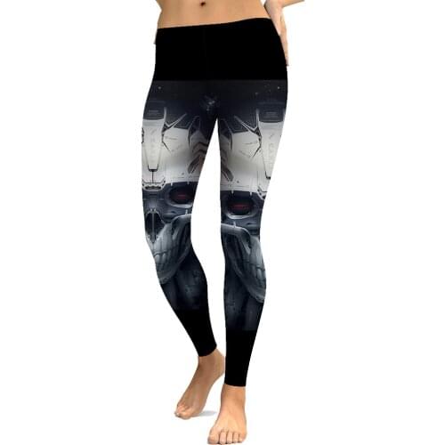 Papertiger Sexy Lady Leggings Red Eyes Tech Mask Skull Print Leggings