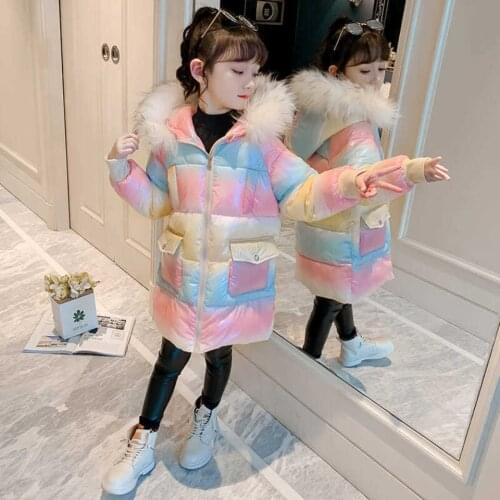 Winter Girls Jacket Coat Warm Thicken Down Parkas Fur Collar Hooded Outerwear Snow Wear For Girls 3 4 5 6 7 8 9 10 11 12 Year