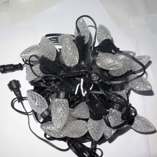 C9 LED addressable WS2811 DC12V 8mm technicolor pixel string;50nodes/strand;all black wire and case;IP67