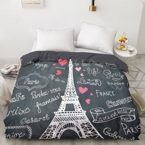 1PCS Duvet Cover,3D Printing Quilt Cover 260x240/200x200/140x200/210x210,Black Eiffel Tower Bedding King/Queen/Double Drop Ship