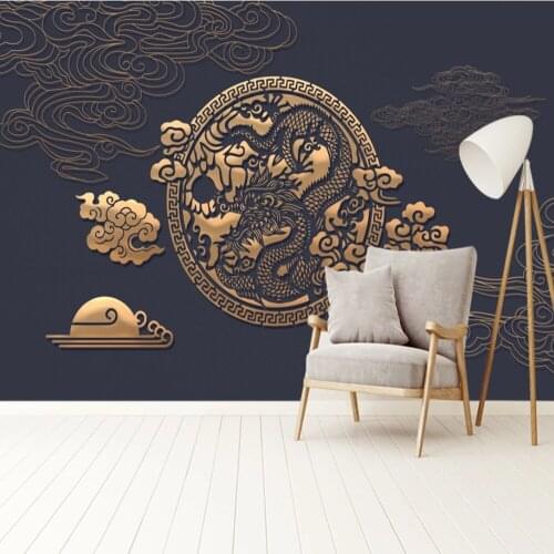 Milofei manufacturers custom abstract lines Xiangyun Chinese dragon living room bedroom background wallpaper mural