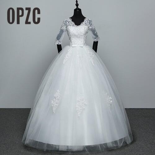 Velnosa Hoa Sale Elegant Princess Adjust Lace Three Quarter Sleeve Appliques Wedding Dresses 2018 Bridal Gowns vestidos de noiva