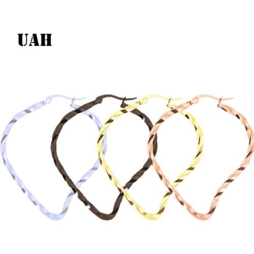 UAH Gold Silver Black 316L Stainless Steel Round 30-50mm Thickness Hoop Earrings Korean Cute Small Circle Ear Punk Jewelry