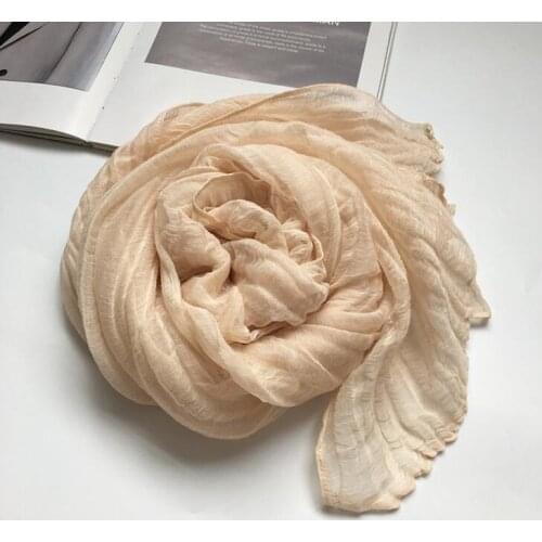 60x230cm New Arrival Soft Solid Color Women 100% Linen Scarf Summer Travel Sunscreen Long Shawl Elegant Hijab Women Foulard