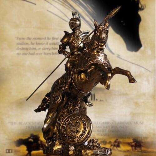 ANCIENT ROMAN KNIGHTS SCULPTURE MIDDLE AGES EUROPEAN RESIN CHARACTER ARMOR WARRIOR STATUE HOME DESKTOP DECORATION FIGURINE ART
