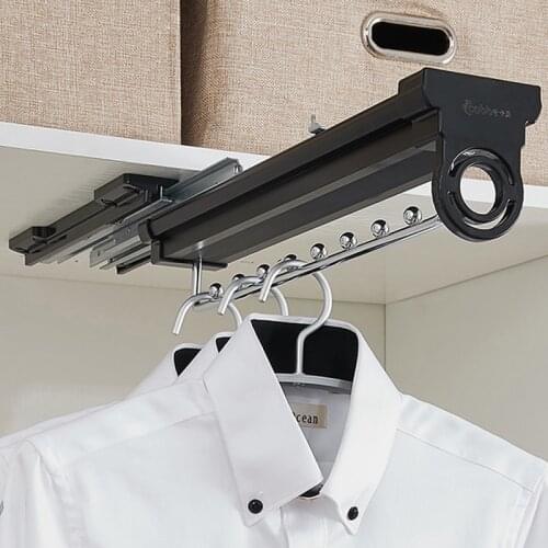 Clothes-Rack Top Install Trousers Rack Telescopic Pants Rack Push-pull Damping Double-row Cabinet Pant Racks Thicken Hardware