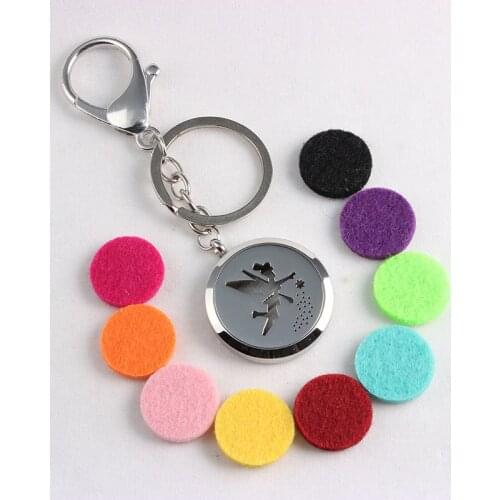 Screw Fairy Stainless Steel Diffuser Locket Keychain Aromatherapy Essential Oils Locket Keychain 10PCS