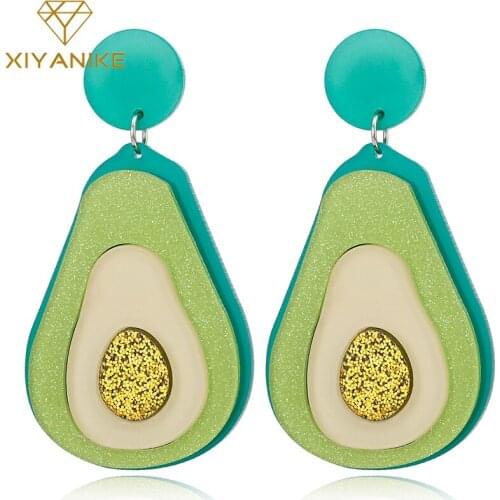 XIYANIKE Korean Sweet Girl Charming Fashion Jewelry Earrings women Fruit Winter Personality Simulation Green Avocado Earrings
