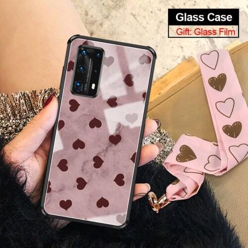 TPU Frame + Leopard print woman love Tempered glass protection phone case for huawei p 40 p40 p30 p20 pro glass cover cases