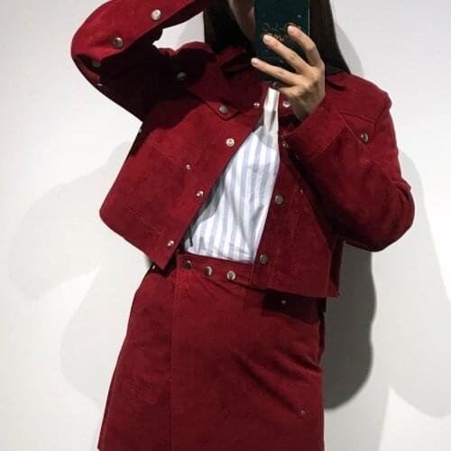 Ladies real leather jacket women genuine leather jacket suede jacket