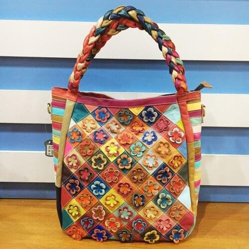 Women bag genuine leather shoulder bags luxury brand women messenger bag matching flowers woman clutch tote bag 2017 new