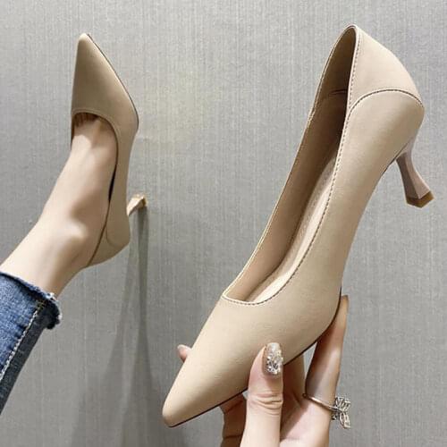 2021 Summer New Soft Leather Pointed Toe Spike High Heels Women Shoes Plus Size 41 42 43