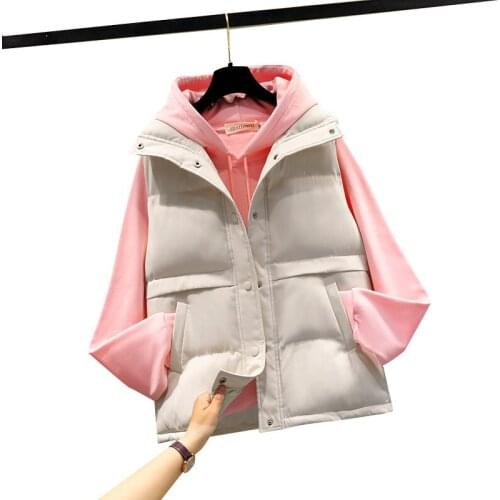 Women Winter Short Windproof Vest Coat Outwear Overcoat Oversized Puffer Jacket Cotton Padded Parkas