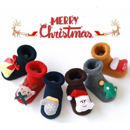 1 Pair Baby Socks Christmas Anti Slip Short Socks For Baby Newborn Winter Warm Infant Cartoon Girls Boys Socks For Babies