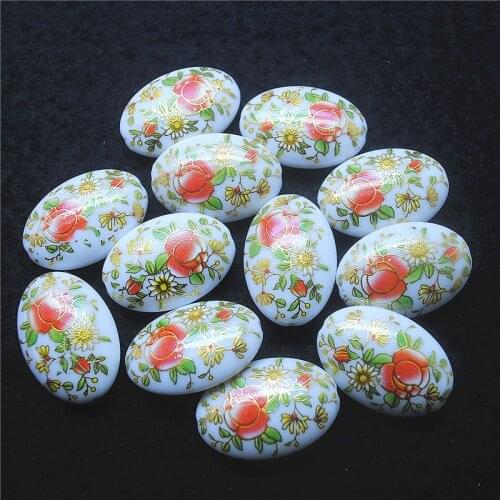 10PCS New Flower Plastic Beads Oval Shape 28X20MM For Women DIY Jewelry Findings And Accessories Unique Free Shipping Wholesale