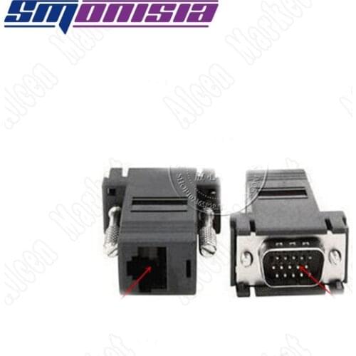 10pcs VGA Male To RG45 Plug Electronic Plug Adapter Cable Transfer Converter