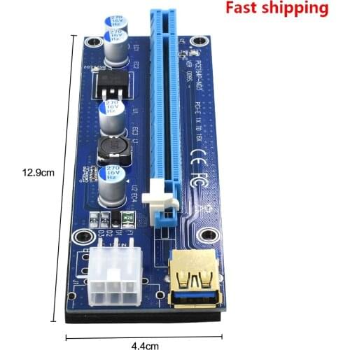 TISHRIC 10Pcs Gold Edition VER009S Riser Card PCI 1X 4X 8X 16X Extender 6 Pin PCI-E Adapter USB 3.0 Cable For GPU Miner Mining