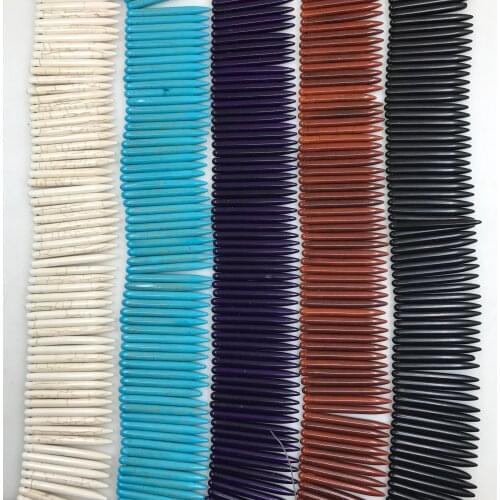 2strand/lot Top Drilled Turquoises Spike Point Loose Beads,Howlite Stick Tusk Pendants Necklace Charms Earrings Jewelry Making