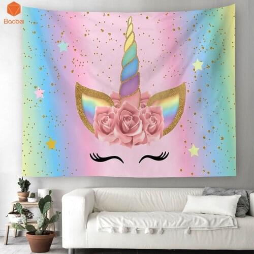 3D Unicorn Floral Tapestry Wall Hanging for Wall Decoration Polyester Carpet Boho Bedspread Multiple sizes Home Decorations MT