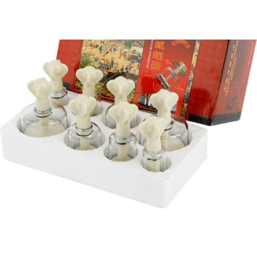 5psc / 8 pcs thicken screw-type vacuum cupping pull out vacuum cup set acupuncture massage suction rotary magnetic can