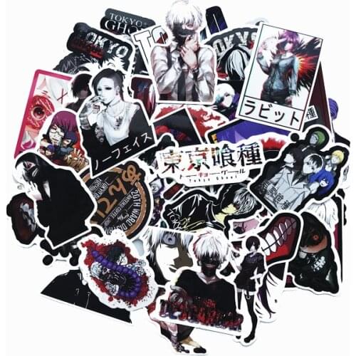 50pcs Tokyo Ghoul Stickers for Baby Kids DIY Toys Anime JUZO SUZUYA Kaneki Ken Kirishima pegatinas for Mobile Laptop Skateboard