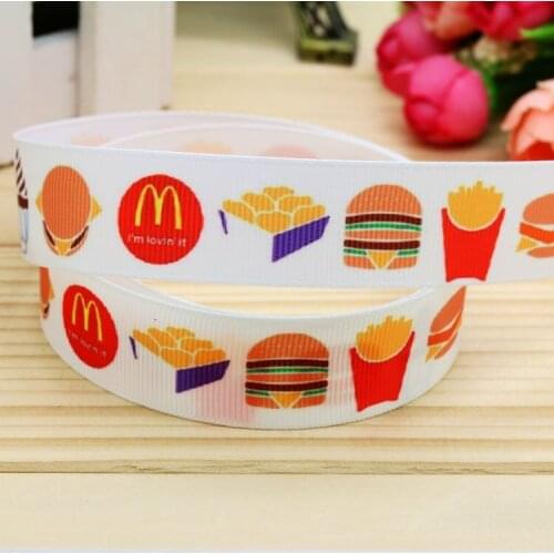 7/8'' Free shipping M hamburger printed grosgrain ribbon hairbow headwear party decoration diy wholesale OEM 22mm P5315