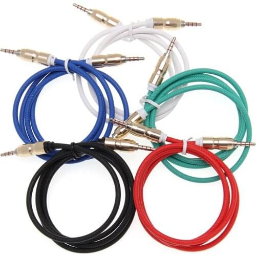 3.5mm Jack Audio Cable 4 Pole Male To Male Embossing Audio Aux Cable for IPhone Car Headphone Speaker Wire Line Aux Cord 300PCS