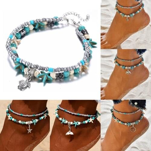 Anklets With Anklet Support, Anklet Bracelet, Sea, Starfish, Beach, With Boho Sandals, Fashion Jewelry