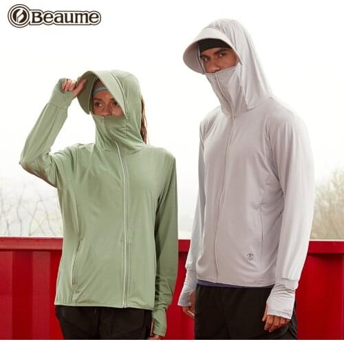 FMB12112 Beaume brand Womens Hooded Camping Hiking long sleeve sunscreen solid color Sweatshir