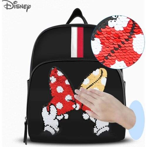 DISNEY Sequins Mickey Minnie Diaper Backpack Phantom Mommy Changing Bag Baby Organizer Large Capacity Nappy Stroller Travel Bags