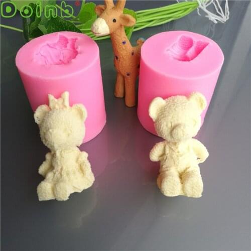 Doinb Cute Bear Boy and Girl Silicone Soap Mold 3D Flexible Handmade Resin Craft Chocolate Candy Mould