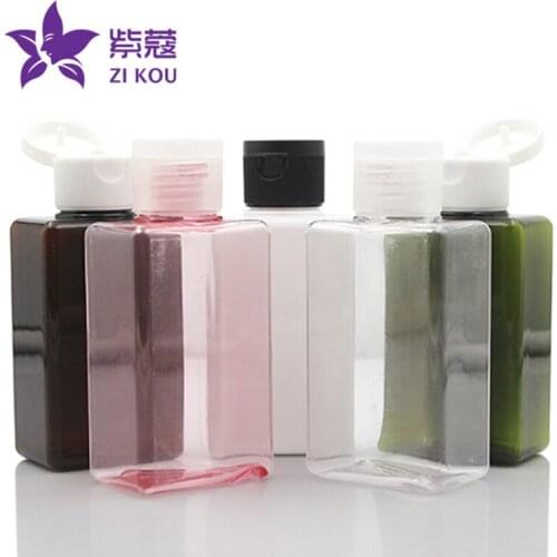 Hot-sellin 1pcs free shipping 100ml square shape PETG bottle flip top cap for plastic cosmetic packaging bottle Cosmetics bottle