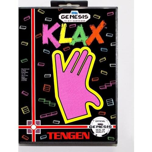 Klax Game Cartridge 16 bit MD Game Card With Retail Box For Sega Mega Drive For Genesis