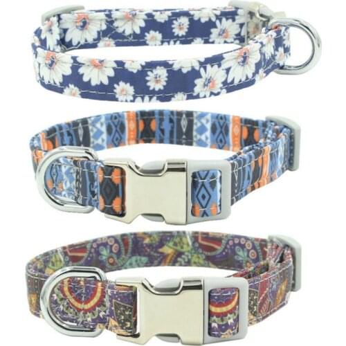 Customized Printed Pet Collar Nylon Dog Collar Personalized Puppy Collar for Small Medium Large Dogs Pug