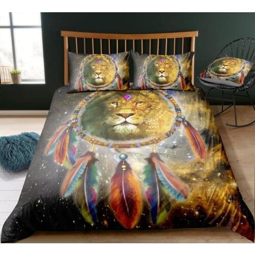 3D Printed Dream Catcher Bedding Set Queen Duvet Cover Wolf Bed Set 3 Pcs Galaxy Bedclothes For Kids Adults Bedding Set Cotton
