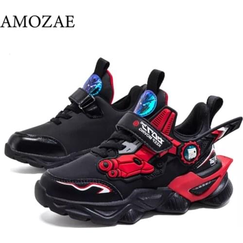 Kids Shoes For Girls Mecha Cartoons Sneakers Boys Sports Shoes Lightweight Childrens Leather Waterproof Casual Walking Shoes