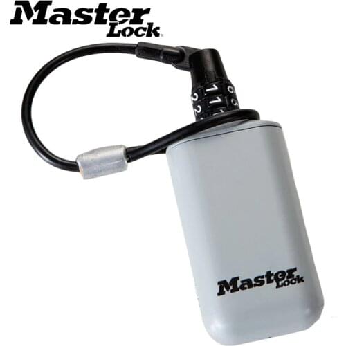 Mini Key Safe Box Portable Lock Box with Cable Lanyard Multifunction Home Outdoor Backpack Hanging Storage Box Fixed Code Lock