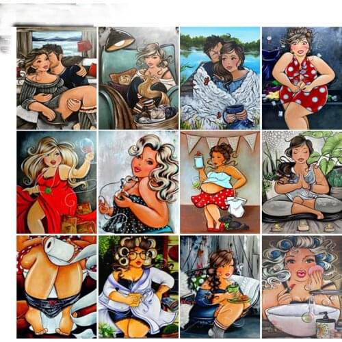 Fat Lady Diamond Painting Kits Woman Figure Adult Arts and Crafts Jewel Cross Stitch Mosaic 5D Handmade Diy Paint Home Decor