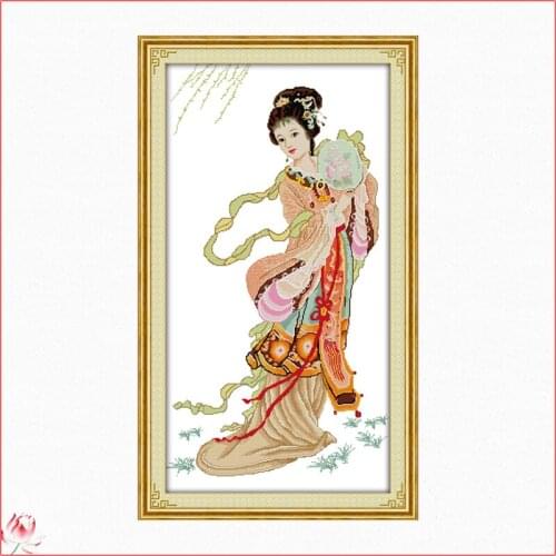 Tang Dynasty Beauties Cross Stitch Kits 11ct 14ct Counted Printing Patterns Canvas Embroidery Kit DMC Line Number DIY Needlework