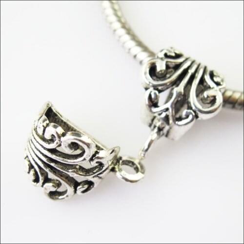 New 20Pcs Tibetan Silver Flower Bail Bead Fit Bracelet Charms Connectors 12x17mm