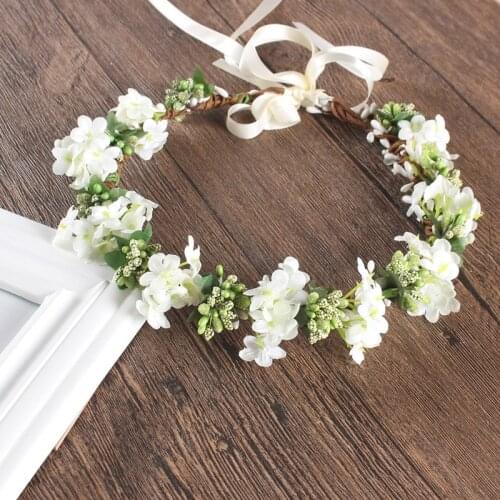 Adult Kids Artificial Flower Garland Wreath Headdress Band Hair Hoop Headband Bride Princess Crown Birthday Wedding Decoration