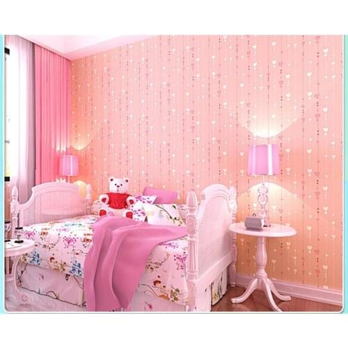 Beibehang Environmental protection non-woven childrens room love bead curtain bedroom papel de parede wallpaper hudas beauty