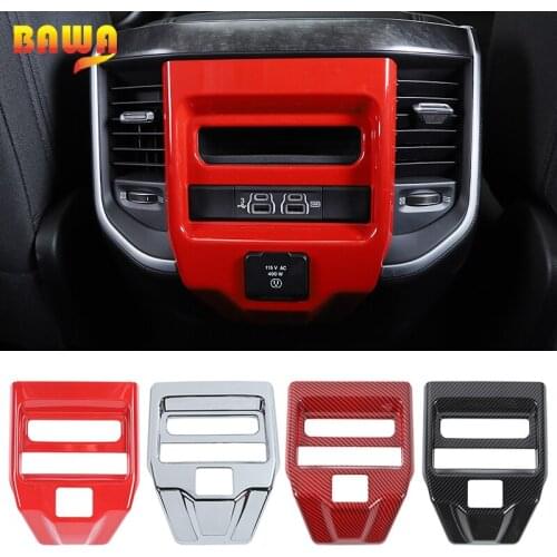 BAWA ABS Car Interior Rear Seat Control Panel Decotation Cover Stickers Accessories for Dodge RAM 1500 2018-2021