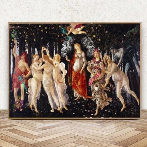 Sandro Botticelli Famous Painting Primavera Canvas Posters And Prints Artist The Allegory of Spring Canvas Painting Wall Art