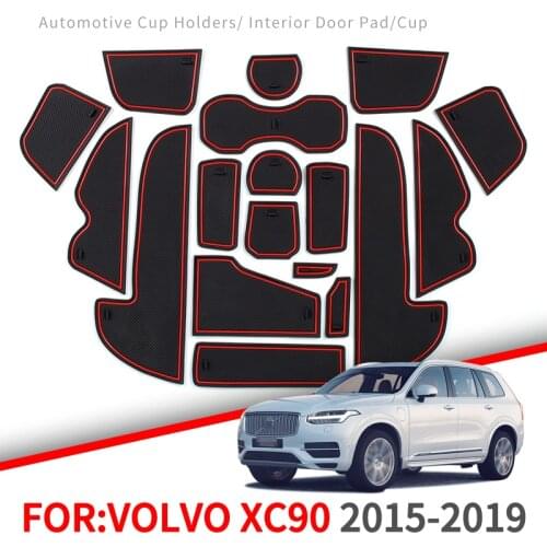 ZUNDUO Anti-Slip Gate Slot Mat for Volvo XC90 2015 ~ 2019 Accessories 2016 2017 2018 MK2 Rubber Cup Holders Non-slip mats