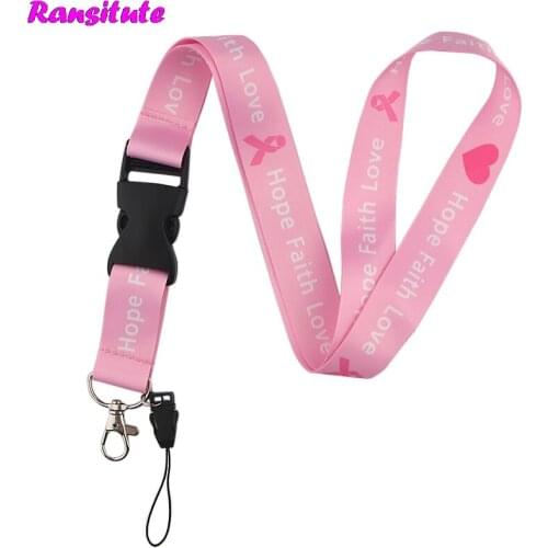Ransitute Anti-breast Cancer Lanyard Neckband Key ID Card Mobile Phone Strap / DIY Mobile Phone Belt Badge Holder R567