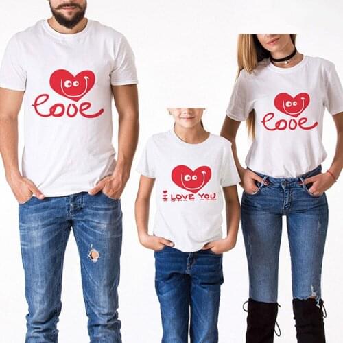 Family Look Matching Clothes T Shirt Father Mother Daughter Son Daddy Mommy And Me Love Printing Short Sleeve Hipster Clothing