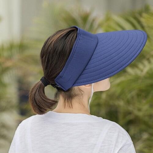 Hat womens summer Korean version of the empty top hat along the outdoor sunscreen hat outdoor sunscreen sun hat foldable