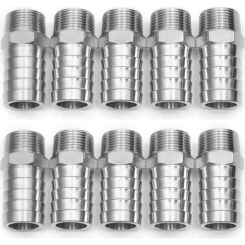 The Bar Production Stainless Steel 316 Barb Fitting Coupler / Connector 1" Hose ID x 3/4" Male NPT Air Fuel Water