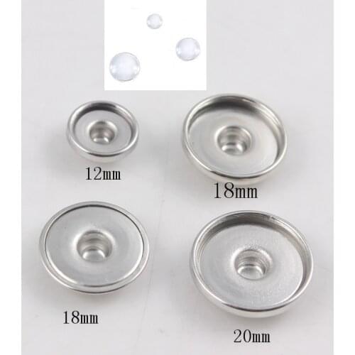 12mm 18mm 20mm Glass Cameo Base Custom Jewelry For Snap Button Making With Clear Glass Cabochons 20 sets